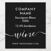 Einfaches Skript - Schwarz & Weiß Weinetikett (Einzelnes Label)