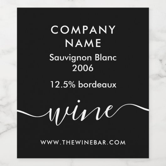 Einfaches Skript - Schwarz & Weiß Weinetikett (Einzelnes Label)