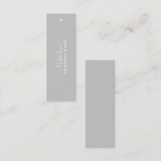 Einfaches Skript - Silver & White Geschenketikette Mini Visitenkarte (Vorne/Hinten)