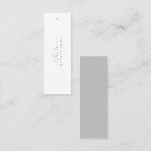 Einfaches Skript - Silver & White Geschenketikette Mini Visitenkarte (Vorne/Hinten)