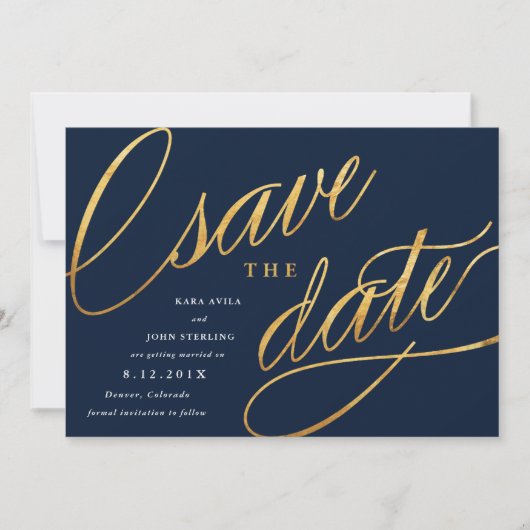 Einfaches Skript speichern von Daten | Navy Blue & Save The Date (Vorderseite)