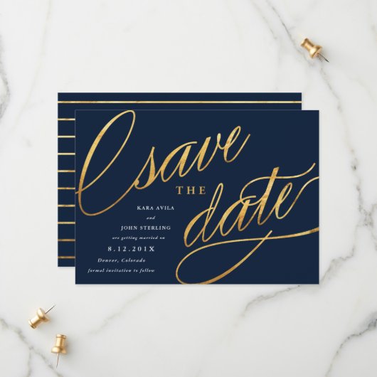 Einfaches Skript speichern von Daten | Navy Blue & Save The Date (Vorderseite/Rückseite Beispiel)
