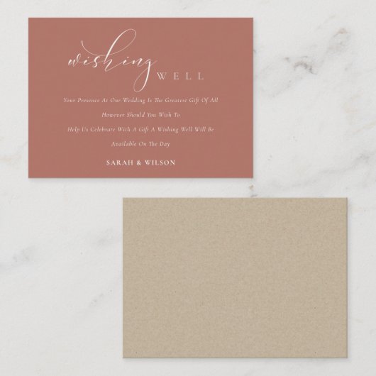 Einfaches Skript Terracotta Rost Hochzeit wünschen Begleitkarte (Vorne/Hinten)