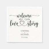 Einfaches Skript 'unsere Liebe Story' Hochzeit Serviette (Vorderseite)