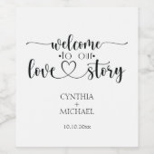 Einfaches Skript 'unsere Liebe Story' Hochzeit Weinetikett (Einzelnes Label)