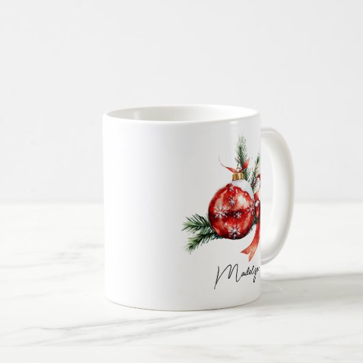 Einfaches Skript Wasserfarbener Weihnachtsschmuck Kaffeetasse (VorderseiteRechts)