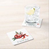 Einfaches Skript Wasserfarbener Weihnachtsschmuck Rechteckiger Pappuntersetzer (Vor Ort)