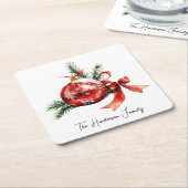 Einfaches Skript Wasserfarbener Weihnachtsschmuck Rechteckiger Pappuntersetzer (angewinkelt)