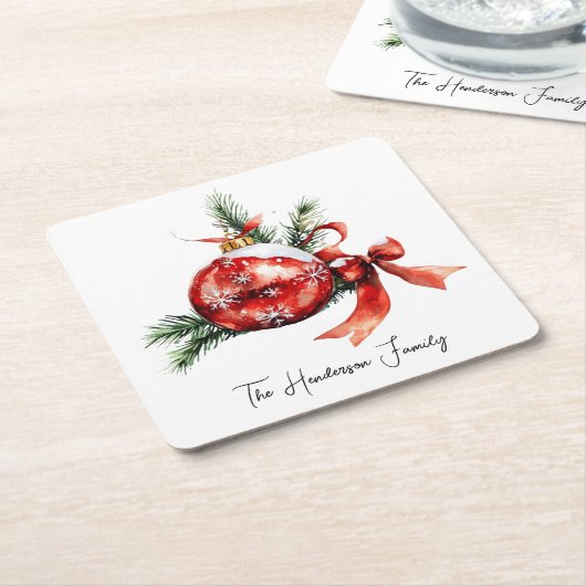 Einfaches Skript Wasserfarbener Weihnachtsschmuck Rechteckiger Pappuntersetzer (angewinkelt)