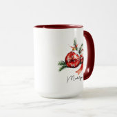 Einfaches Skript Wasserfarbener Weihnachtsschmuck Tasse (VorderseiteRechts)