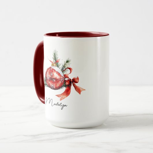 Einfaches Skript Wasserfarbener Weihnachtsschmuck Tasse (Vorderseite Links)