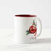 Einfaches Skript Wasserfarbener Weihnachtsschmuck Zweifarbige Tasse (VorderseiteRechts)