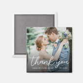 Einfaches Skript Weiß Danke Foto Hochzeit Magnet (Vorderseite/Rückseite)