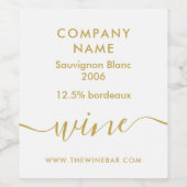 Einfaches Skript - Weiß & Gold Weinetikett (Einzelnes Label)