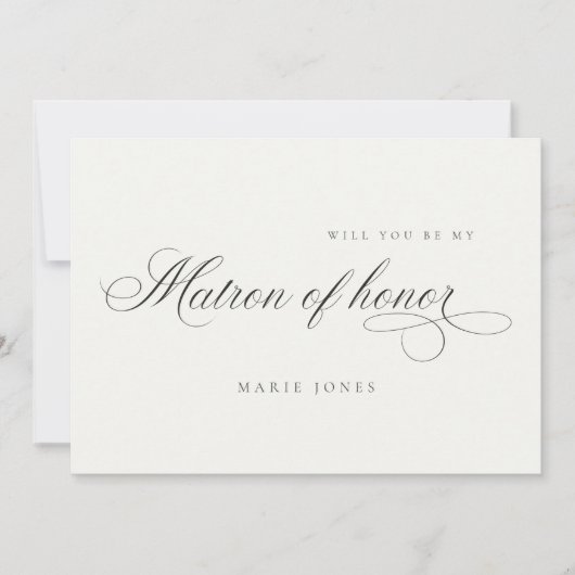 Einfaches Skript Werden Sie mein Matron der Ehrenk Dankeskarte (Vorderseite)