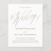 Einfaches Skript-White & Gold-Budget Hochzeit (Vorderseite)