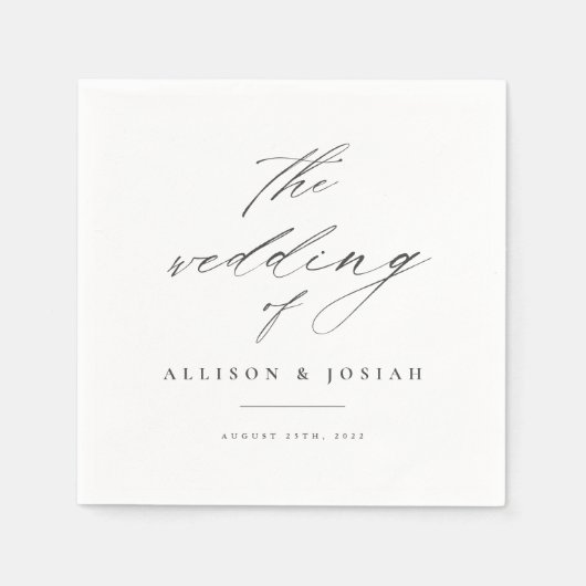 Einfaches Skript White Wedding Serviette (Vorderseite)