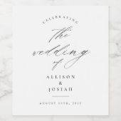 Einfaches Skript White Wedding Weinetikett (Einzelnes Label)