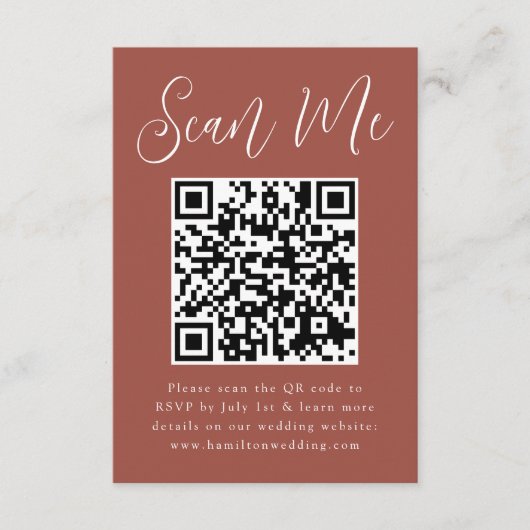Einfaches Skriptaufruf QR-Code Hochzeitsszenario R Begleitkarte (Vorderseite)