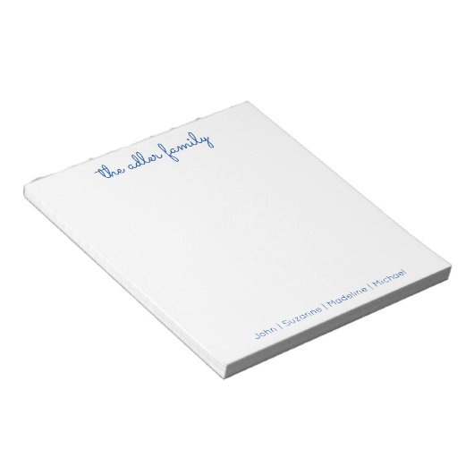 Einfaches Skriptbright Blue Family Notepad Notizblock (angewinkelt)