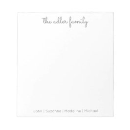 Einfaches Skriptgrau-Family-Notepad Notizblock
