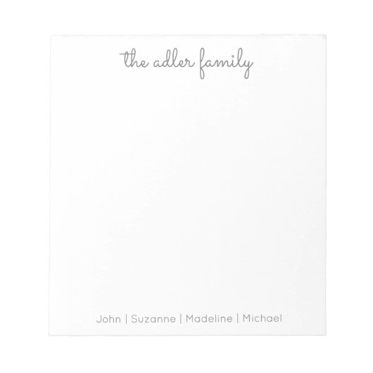 Einfaches Skriptgrau-Family-Notepad Notizblock (Vorderseite)