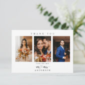 Einfaches Skriptherz Mr. und Mrs. Wedding Foto Dankeskarte (Stehend Vorderseite)