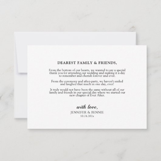 Einfaches Skriptherz Mr. und Mrs. Wedding Foto Dankeskarte (Rückseite)