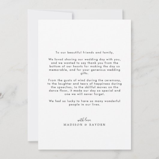 Einfaches Skriptüberlagerungs-Foto Dankeskarte (Rückseite)