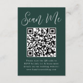 Einfaches Skriptwald Grüner QR Code Hochzeit RSVP Begleitkarte (Vorderseite)
