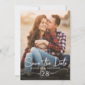 Einfaches SkriptWedding-Foto Save the Date (Vorderseite)