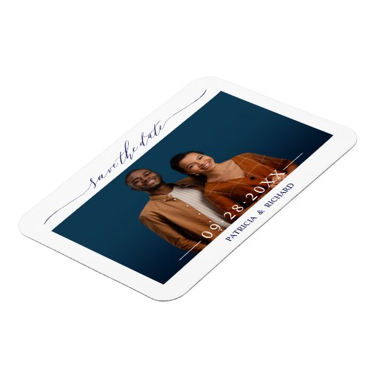 Einfaches SkriptWedding Save the Date-Foto Magnet (Linke Seite)