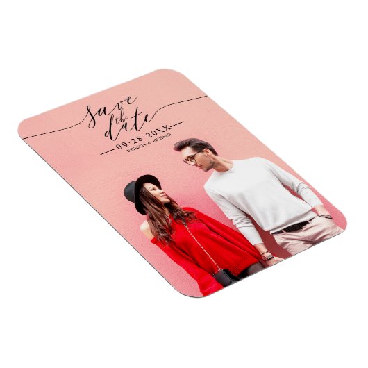 Einfaches SkriptWedding Save the Date-Foto Magnet (Rechte Seite)