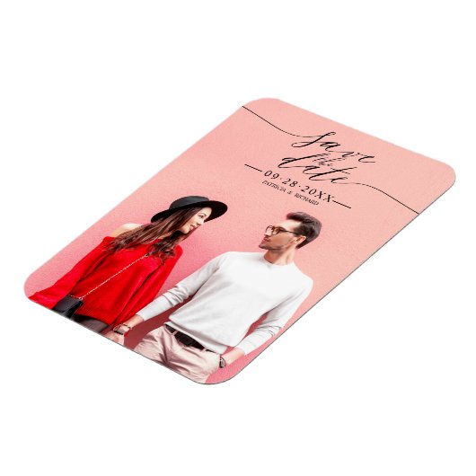 Einfaches SkriptWedding Save the Date-Foto Magnet (Linke Seite)