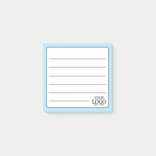 Einfaches Sky Blue Lined Logo Post-it Klebezettel (Vorderseite)
