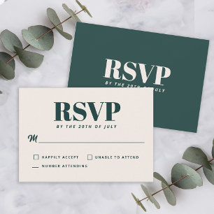 Einfaches Smaragdgrün Modernes Minimalistisches RS RSVP Karte