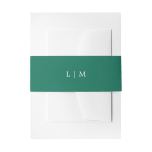Einfaches Smaragdgrün Monogramm Elegante Hochzeit Einladungsbanderole