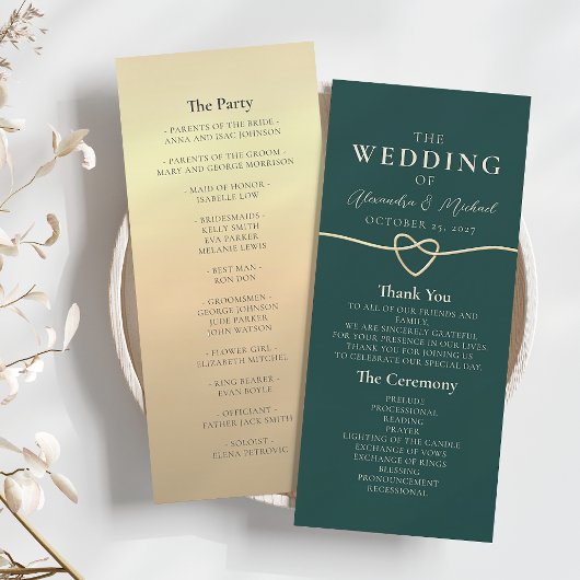 Einfaches Smaragdgrünes Hochzeitsprogramm