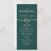 Einfaches Smaragdgrünes Hochzeitsprogramm (Vorderseite)