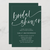 Einfaches smaragdgrünes und weißes Brautparty Einladung (Vorne/Hinten)