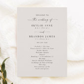 Einfaches Solid Ecru Ivory Hochzeitsfeierprogramm Programm