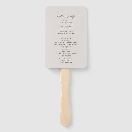 Einfaches Solid Off-White-Hochzeitsprogramm Fächer (Rückseite)