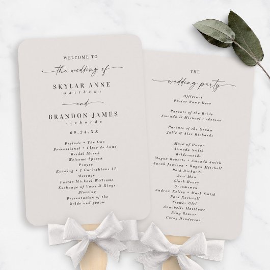 Einfaches Solid Off-White-Hochzeitsprogramm Fächer