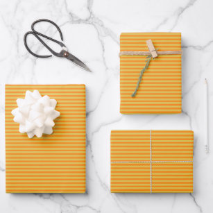 Einfaches sommergelbes, schmales Streifenmuster Geschenkpapier Set