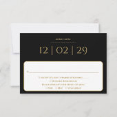 Einfaches Sonderdatum für Schwarz und Gold RSVP Karte (Vorderseite)