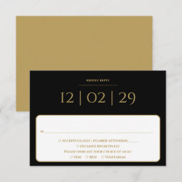 Einfaches Sonderdatum für Schwarz und Gold RSVP Karte