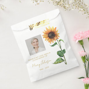Einfaches Sonnenblumen-Foto-Trauer-Samen Geschenktütchen