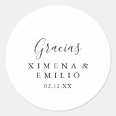Einfaches Spanisch Vielen Dank Gastgeschenk Hochze Runder Aufkleber (Vorderseite)