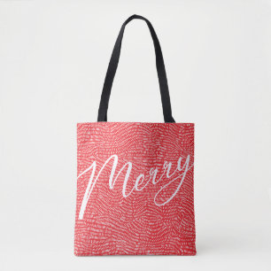 Einfaches Spaß Rot Doodle Frohe Weihnachten Ferien Tasche