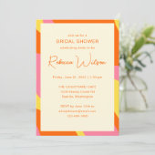 Einfaches, spielerisch orangefarbenes Brautparty Einladung (Stehend Vorderseite)
